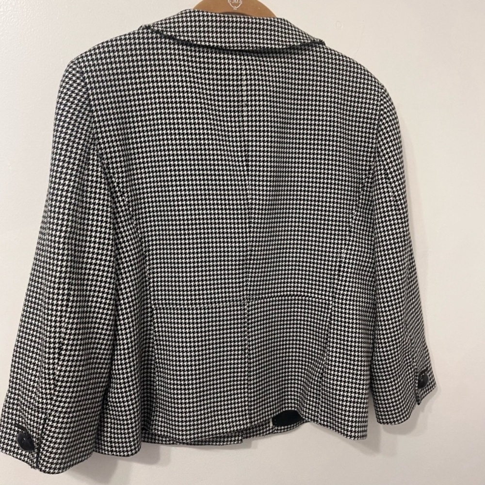 Talbots Houndstooth Stretch Blazer Black White Ca… - image 3